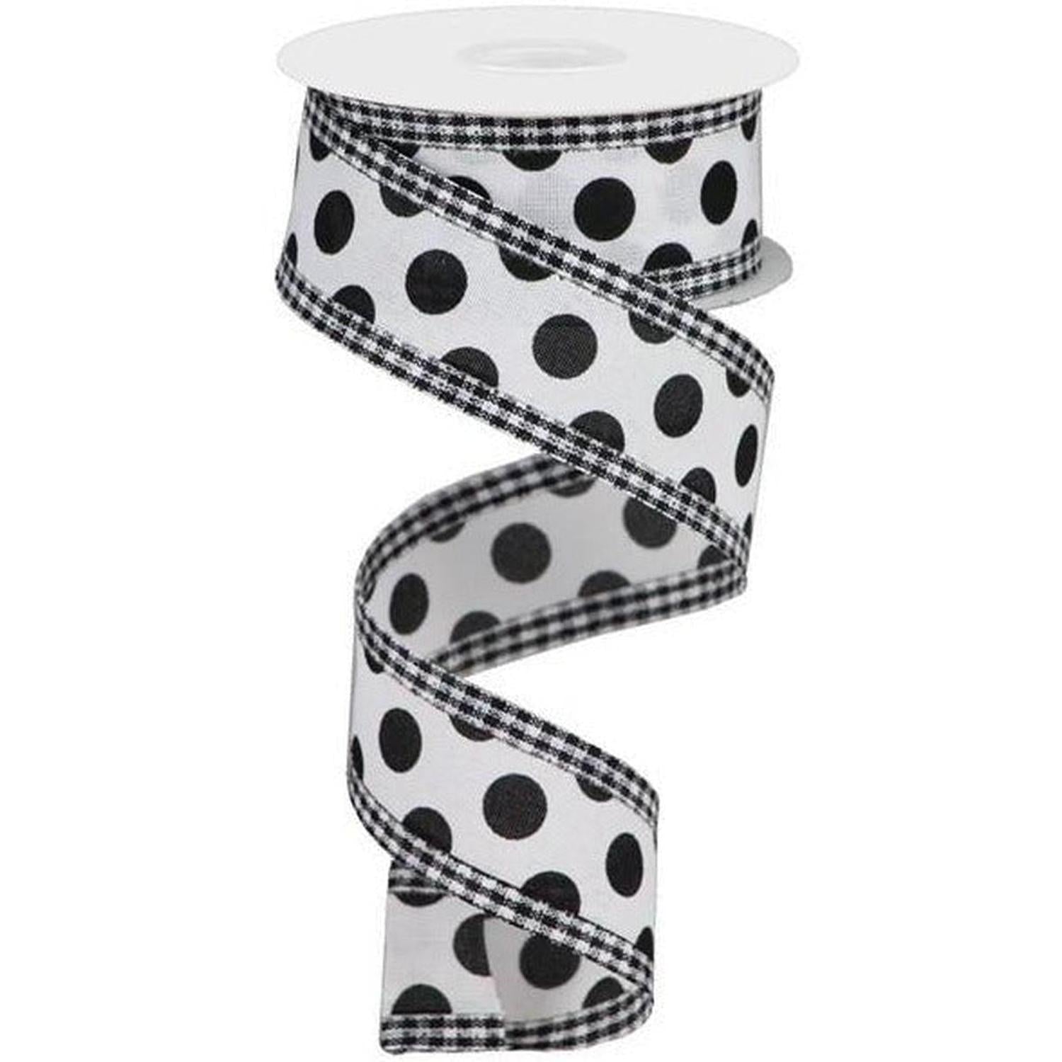 Shop For 1.5" Medium Polka Dots Gingham Edge: White & Black (10 Yards) at Michelle's aDOORable Creations