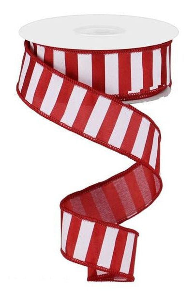 Shop For 1.5" Medium Stripe Ribbon: Crimson Red & White (10 Yards) at Michelle's aDOORable Creations