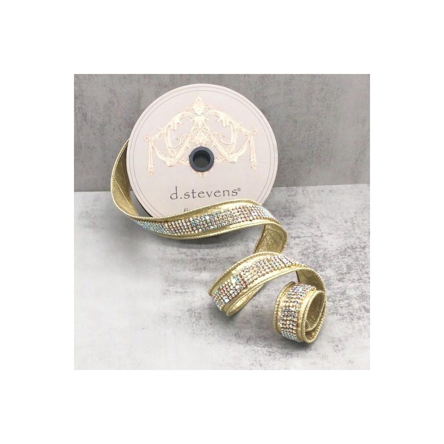 1" Metallic Dupion Duchess Jewel Ribbon: Gold (5 Yards)