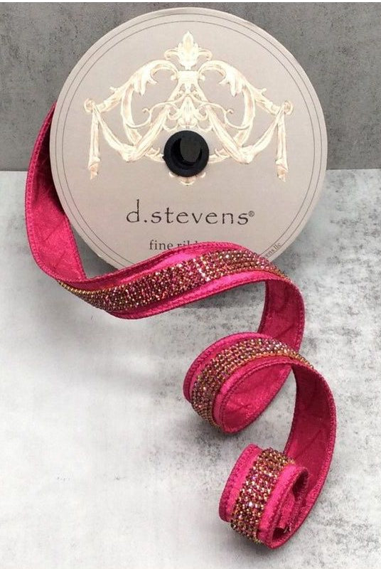 Shop For 1.5" Metallic Dupion Duchess Jewel Ribbon: Hot Pink (10 Yards) at Michelle's aDOORable Creations