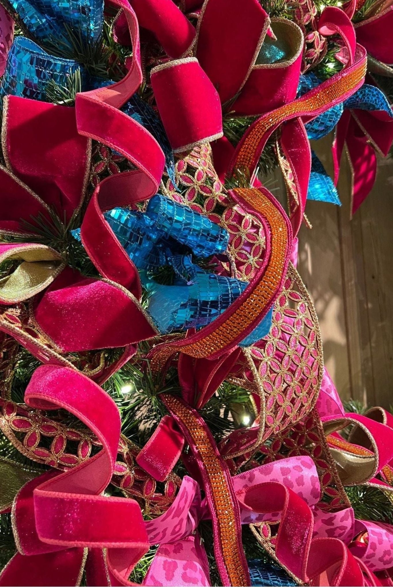 Shop For 1.5" Metallic Dupion Duchess Jewel Ribbon: Hot Pink/Orange (10 Yards) at Michelle's aDOORable Creations