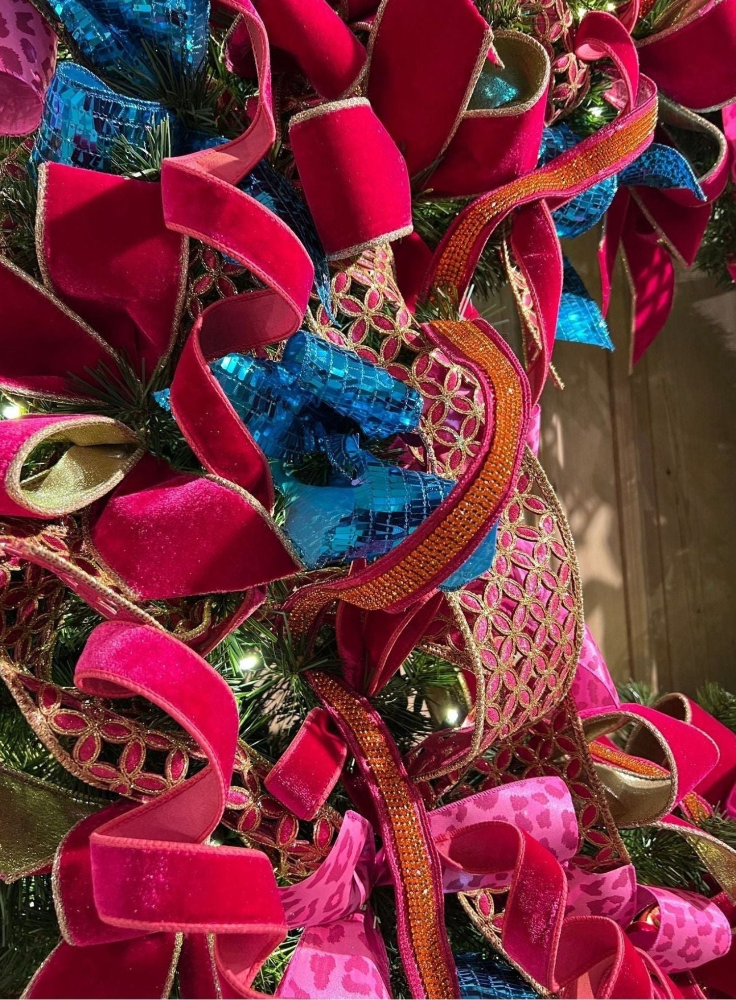 Shop For 1.5" Metallic Dupion Duchess Jewel Ribbon: Hot Pink/Orange (10 Yards) at Michelle's aDOORable Creations