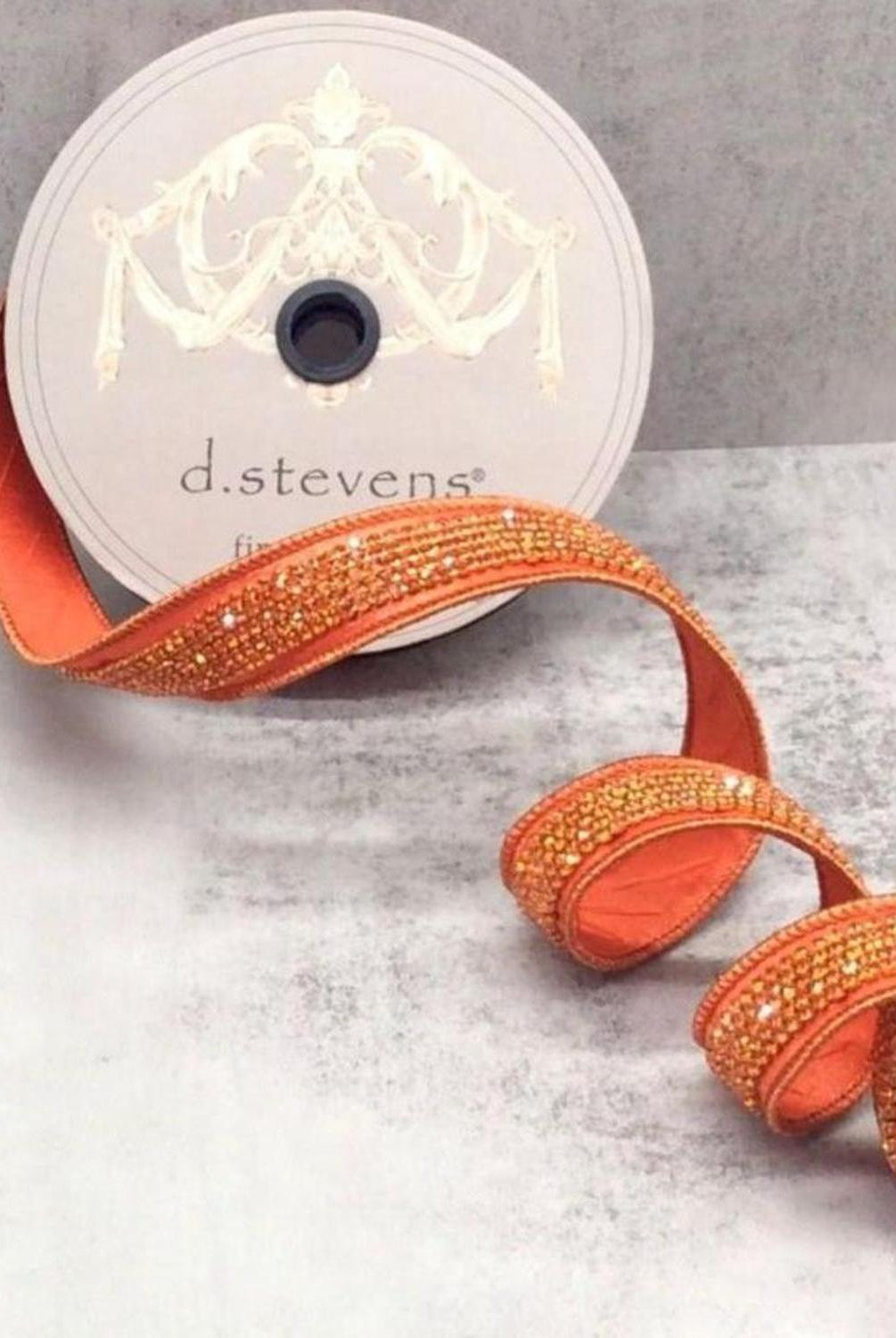 1" Metallic Dupion Duchess Jewel Ribbon: Orange (5 Yards)