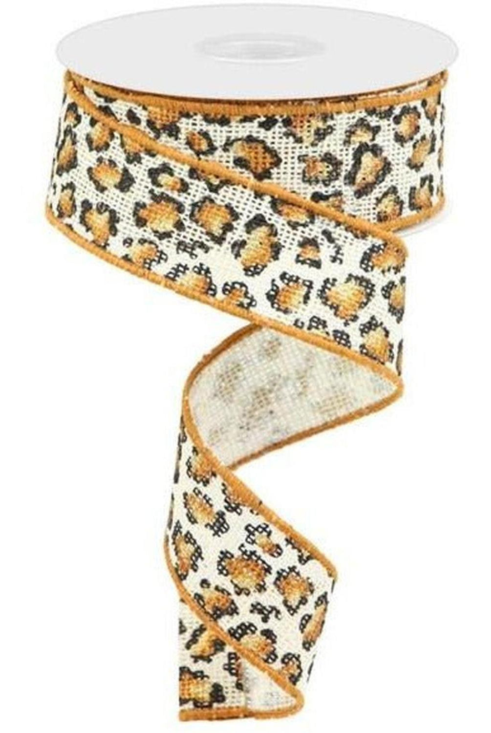 Shop For 1.5" Metallic Leopard Print Burlap Ribbon: Off White (10 Yards) at Michelle's aDOORable Creations