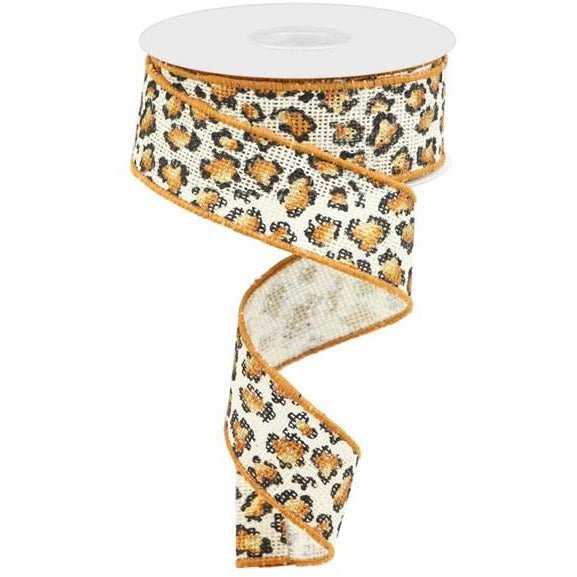 Shop For 1.5" Metallic Leopard Print Burlap Ribbon: Off White (10 Yards) at Michelle's aDOORable Creations
