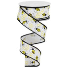 Shop For 1.5" Mini Bumblebees on Royal Ribbon: White (10 Yards) at Michelle's aDOORable Creations