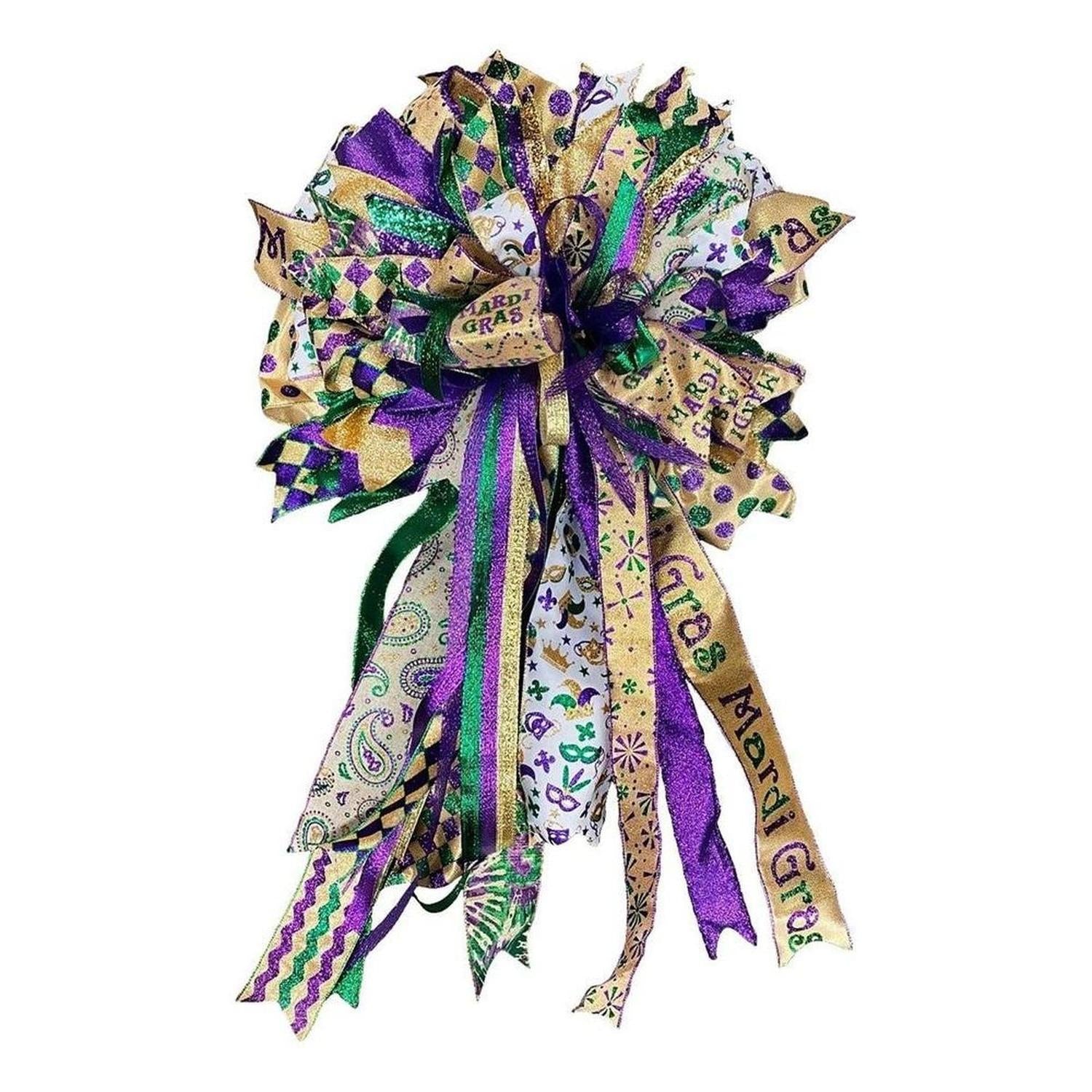 1.5" Multi Glitter Dots Ribbon: Mardi Gras (10 Yards)