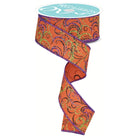 Shop For 1.5" Multi Swirls Glitter Ribbon: Orange/Black/Purple (10 Yard) at Michelle's aDOORable Creations