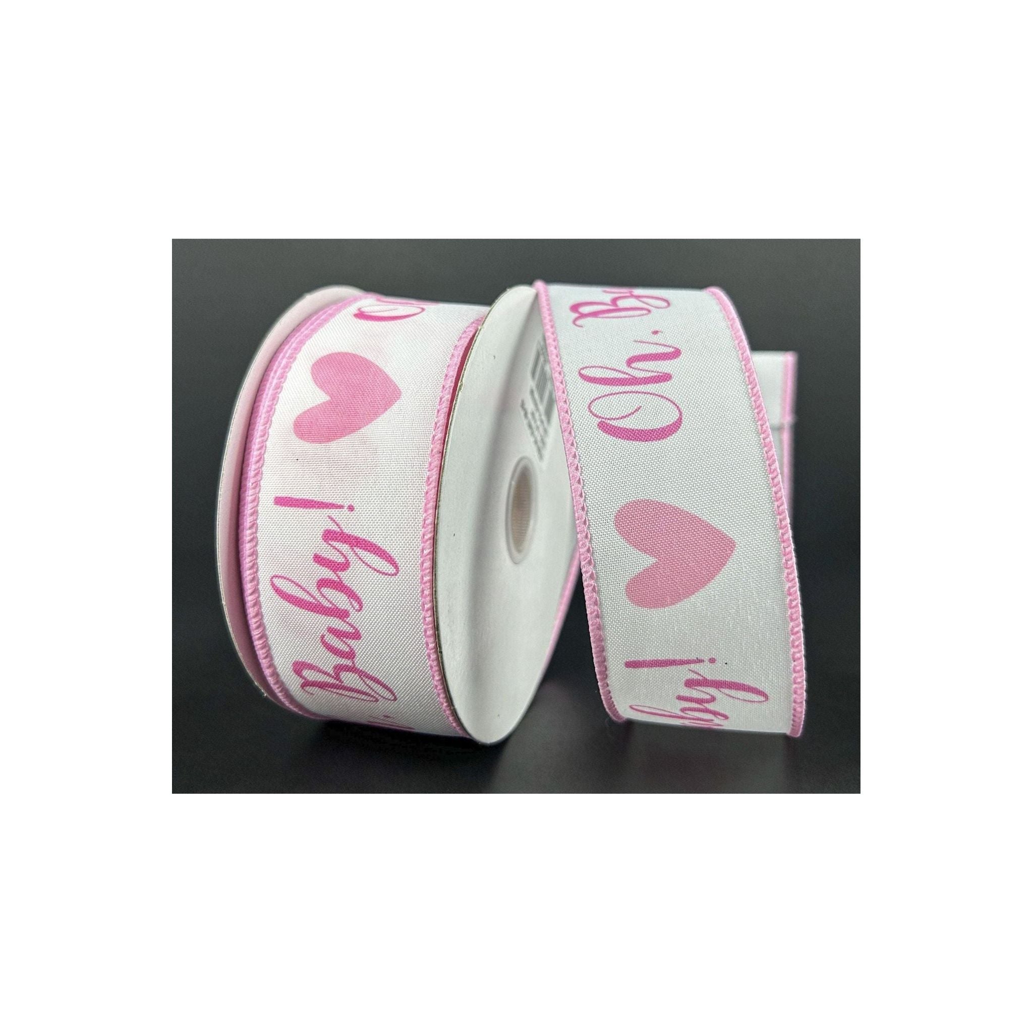 Shop For 1.5" Oh Baby Girl Ribbon: Pink & White (10 Yards) at Michelle's aDOORable Creations