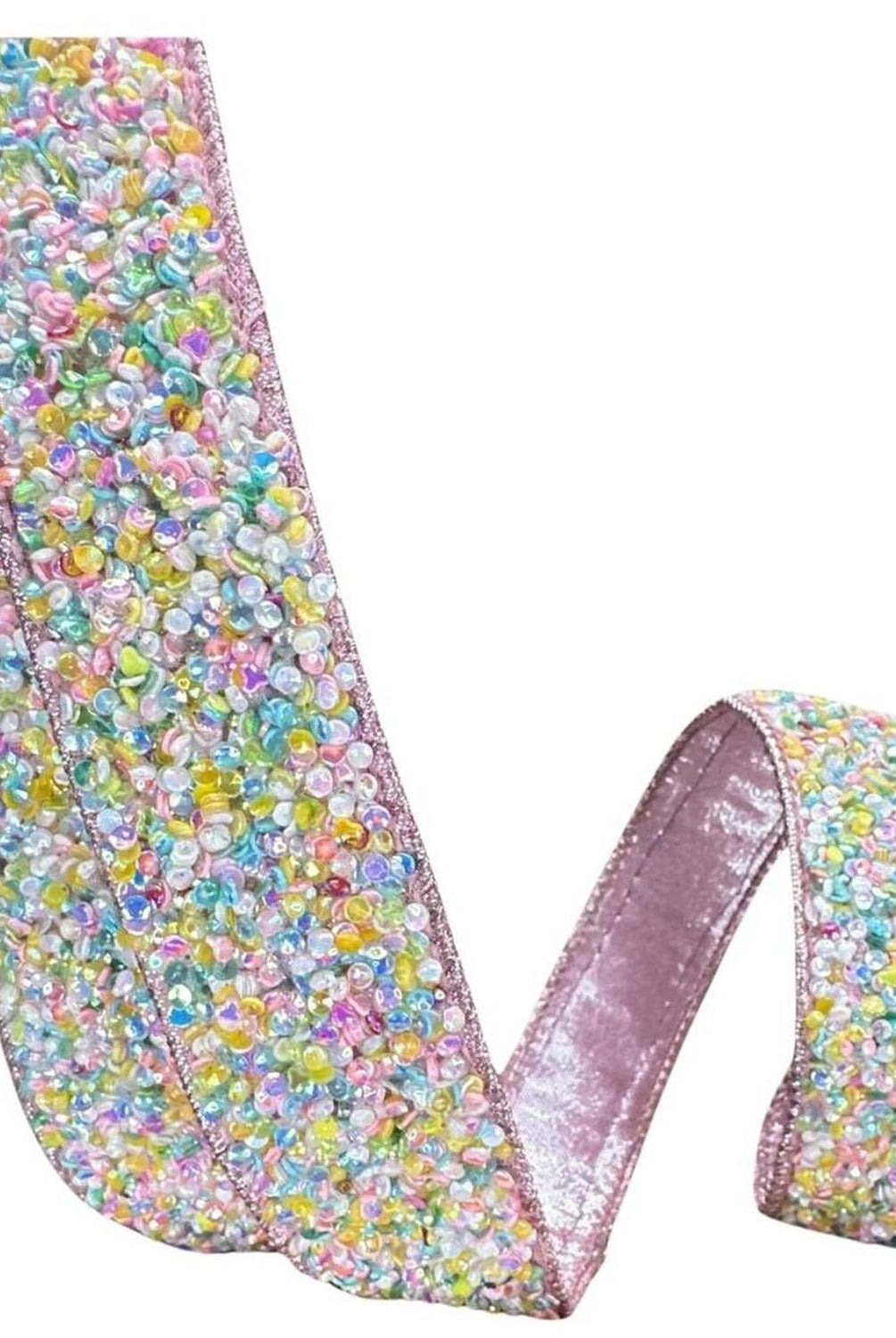 1.5" Pastel Multi Sprinkles Ribbon: Pink (10 Yards)