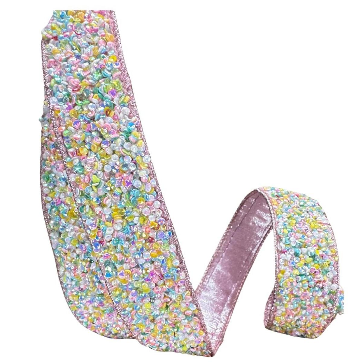 Shop For 1.5" Pastel Multi Sprinkles Ribbon: Pink (10 Yards) at Michelle's aDOORable Creations