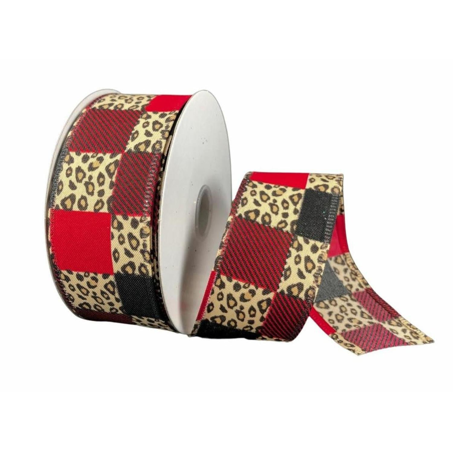 Shop For 1.5" Patchwork Leopard Ribbon: Red (10 Yards) at Michelle's aDOORable Creations