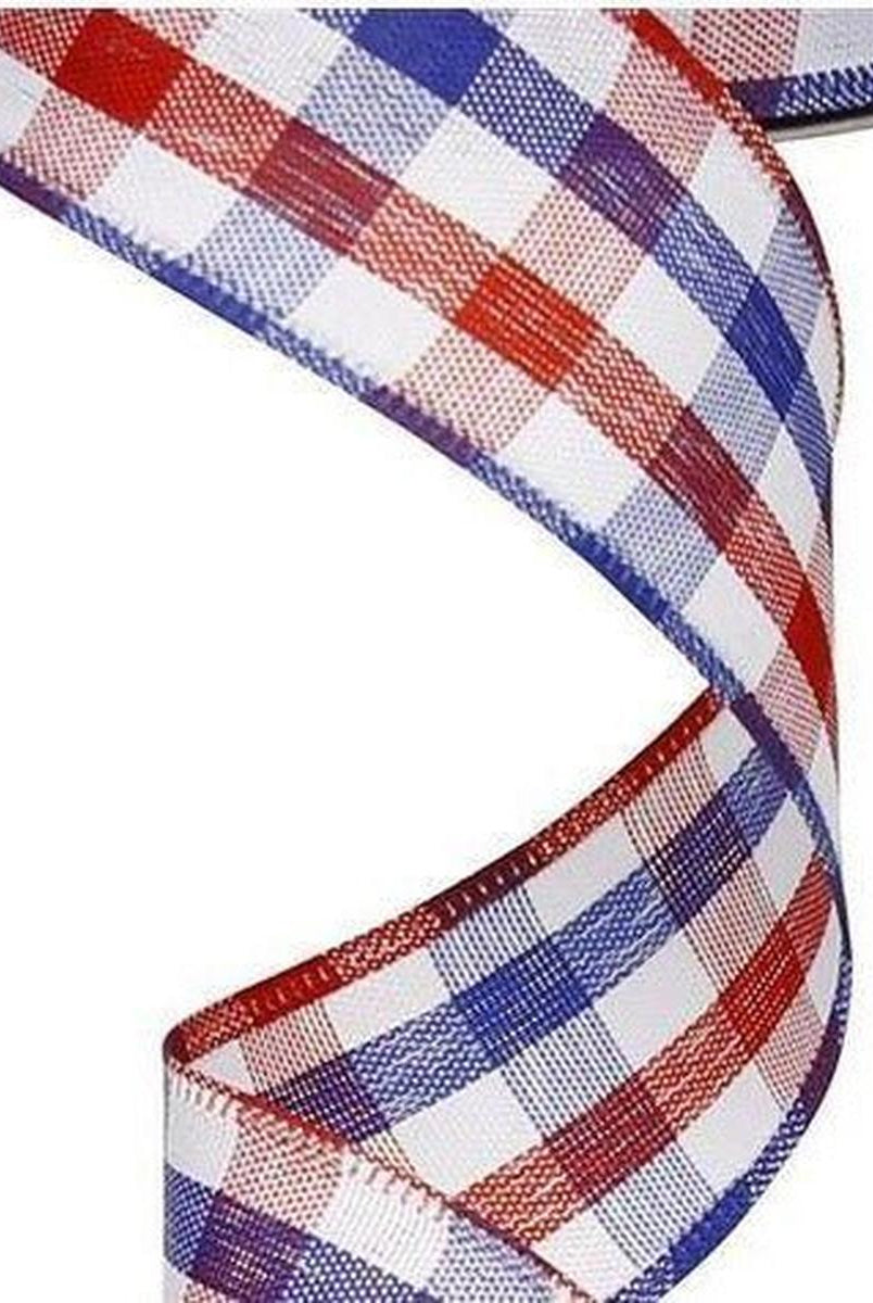 Shop For 1.5" Patriotic Gingham Plaid Ribbon: Red, White & Blue (10 Yards) at Michelle's aDOORable Creations