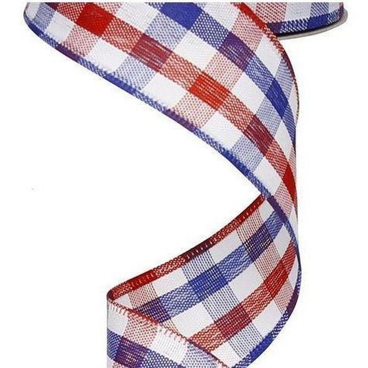Shop For 1.5" Patriotic Gingham Plaid Ribbon: Red, White & Blue (10 Yards) at Michelle's aDOORable Creations