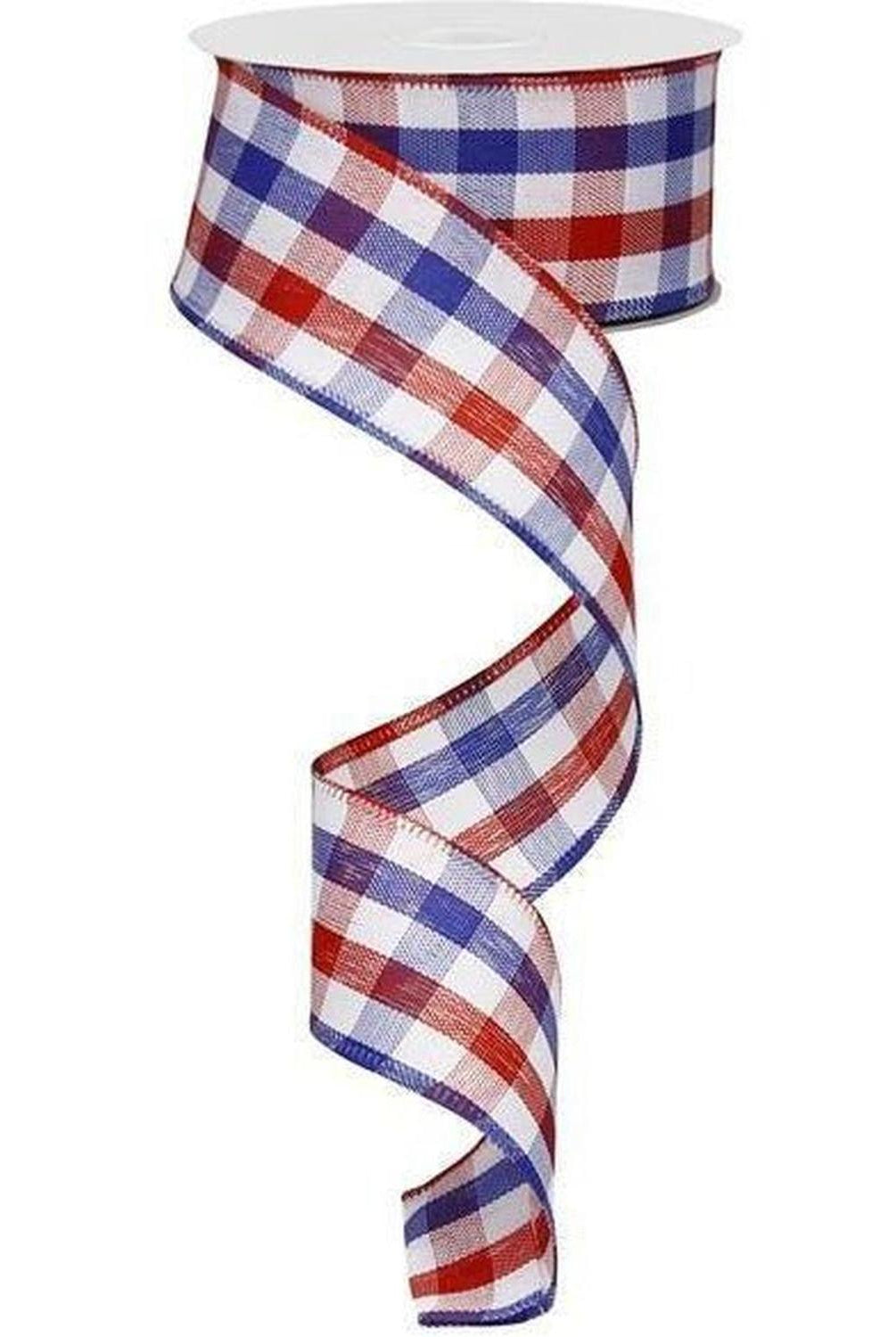 Shop For 1.5" Patriotic Gingham Plaid Ribbon: Red, White & Blue (10 Yards) at Michelle's aDOORable Creations