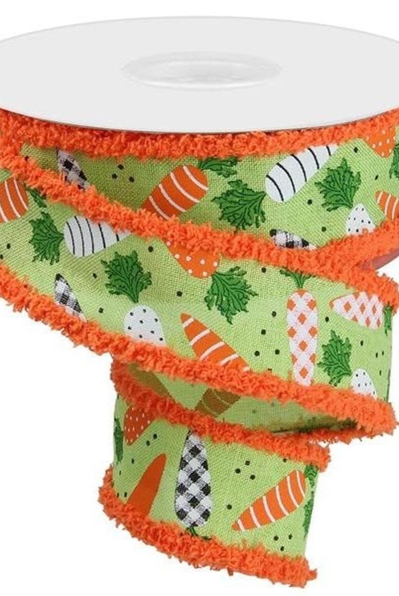 Shop For 1.5" Pattern Carrots Drift Edge Ribbon: Bright Green (10 Yards) at Michelle's aDOORable Creations