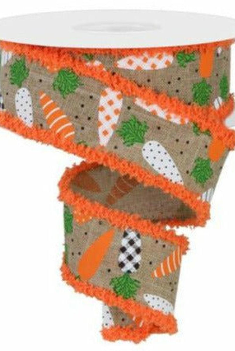 Shop For 1.5" Pattern Carrots Drift Edge Ribbon: Light Beige (10 Yards) at Michelle's aDOORable Creations
