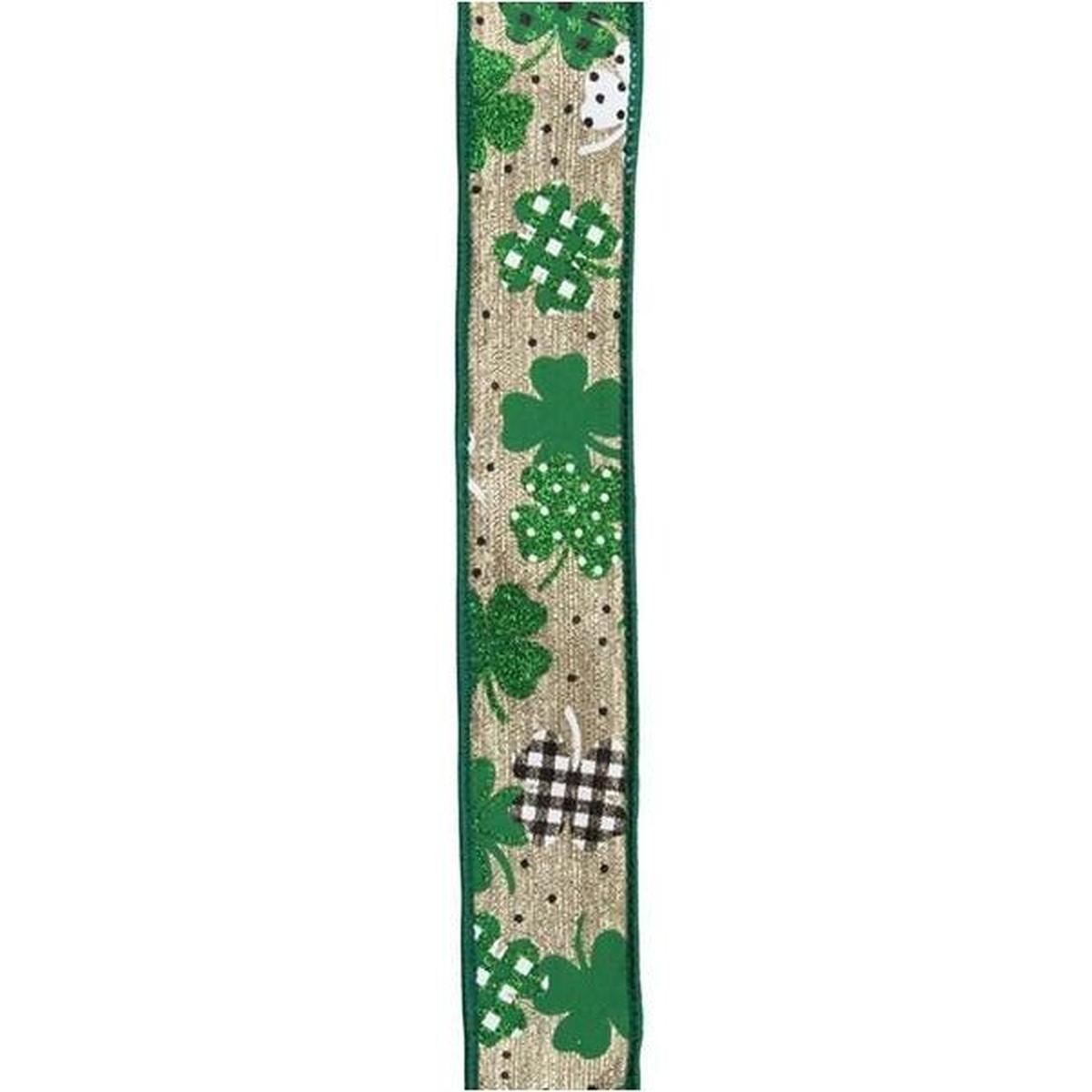 Shop For 1.5" Pattern Shamrock Ribbon: Gold (10 Yards) at Michelle's aDOORable Creations