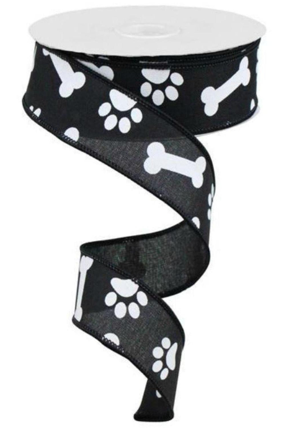 Shop For 1.5" Paw Print Royal Ribbon: Black (10 Yards) at Michelle's aDOORable Creations