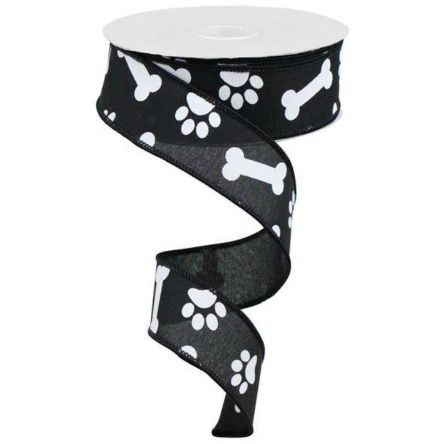 Shop For 1.5" Paw Print Royal Ribbon: Black (10 Yards) at Michelle's aDOORable Creations