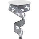 Shop For 1.5" Paw Print Royal Ribbon: Grey (10 Yards) at Michelle's aDOORable Creations