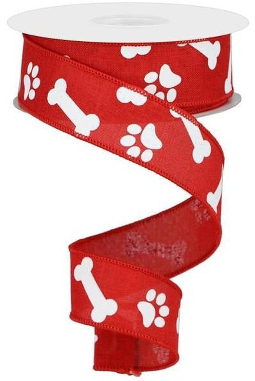 Shop For 1.5" Paw Print Royal Ribbon: Red & White (10 Yards) at Michelle's aDOORable Creations