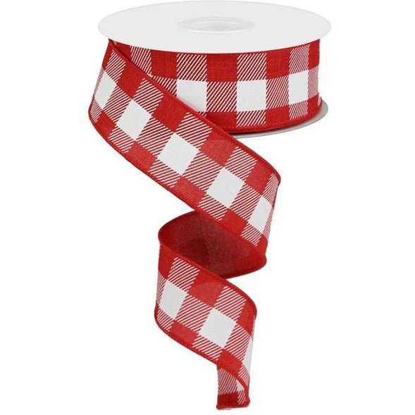 Shop For 1.5" Plaid Check Ribbon: Red & White (10 Yards) at Michelle's aDOORable Creations
