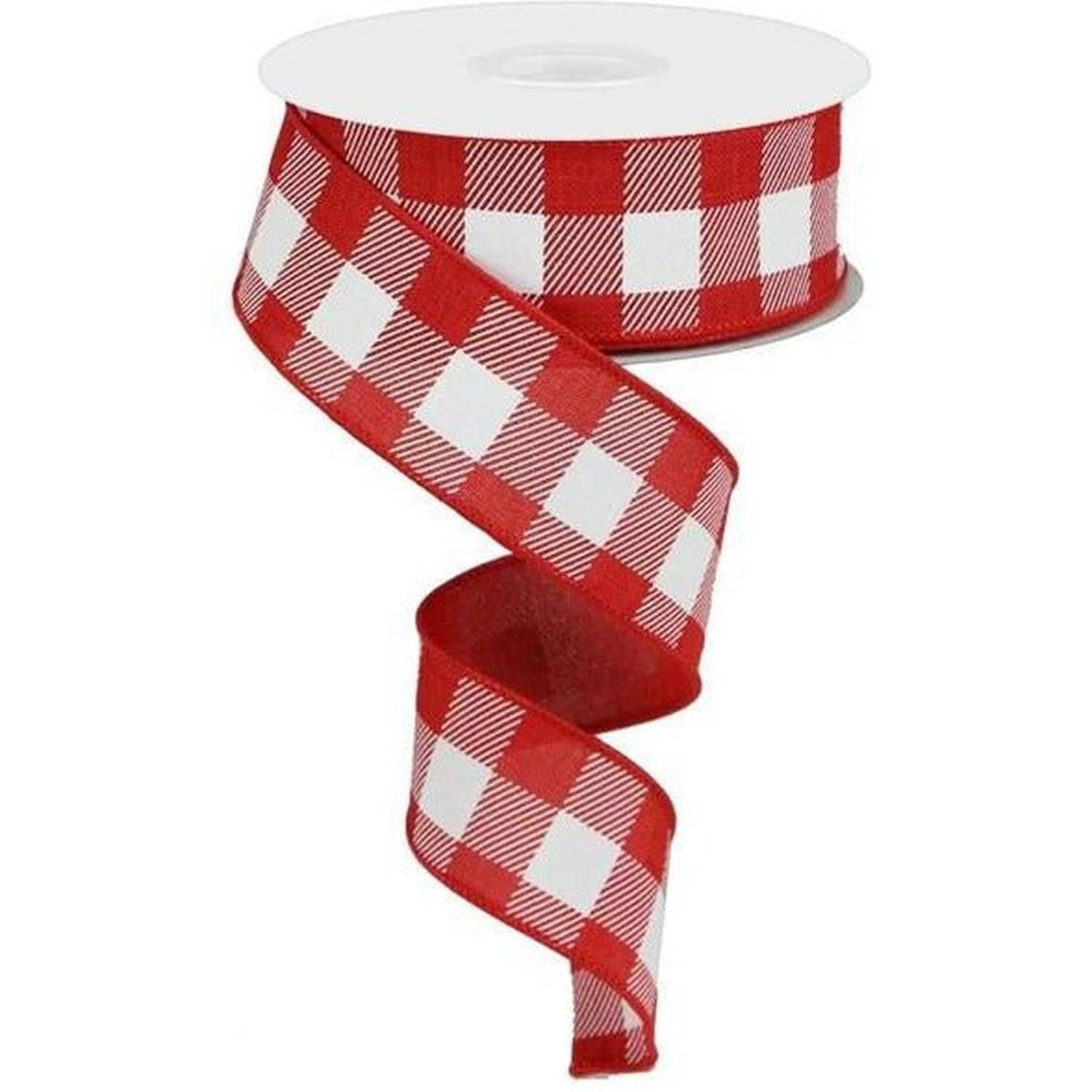 Shop For 1.5" Plaid Check Ribbon: Red & White (10 Yards) at Michelle's aDOORable Creations