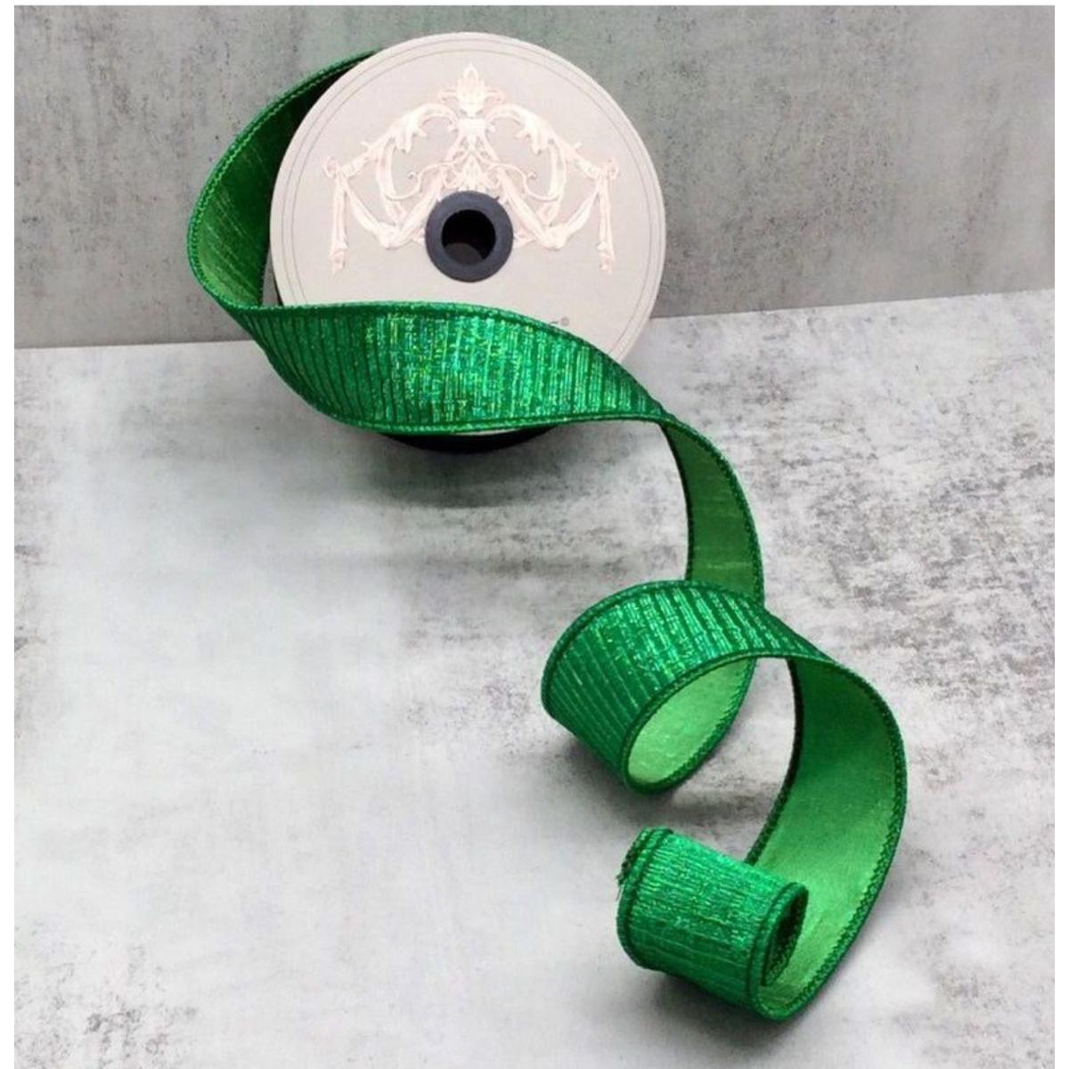 Shop For 1.5" Pleated Lame Ribbon: Green (10 Yards) at Michelle's aDOORable Creations