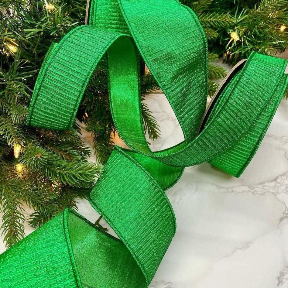Shop For 1.5" Pleated Lame Ribbon: Green (10 Yards) at Michelle's aDOORable Creations