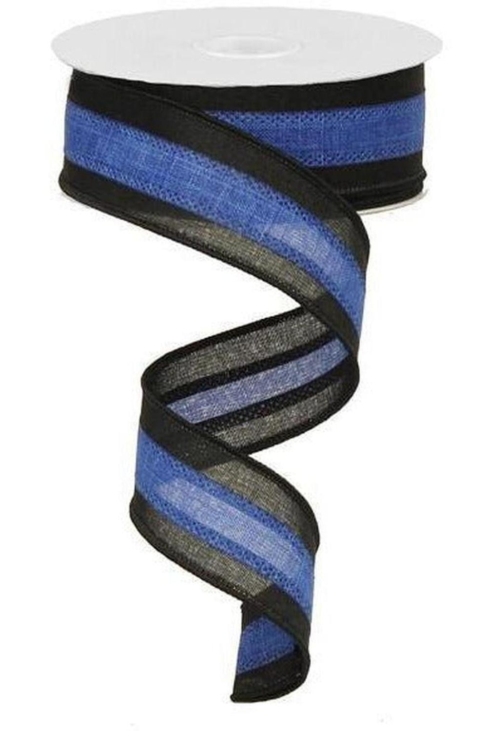 1.5" Police Support Ribbon: Black & Blue (10 Yards)