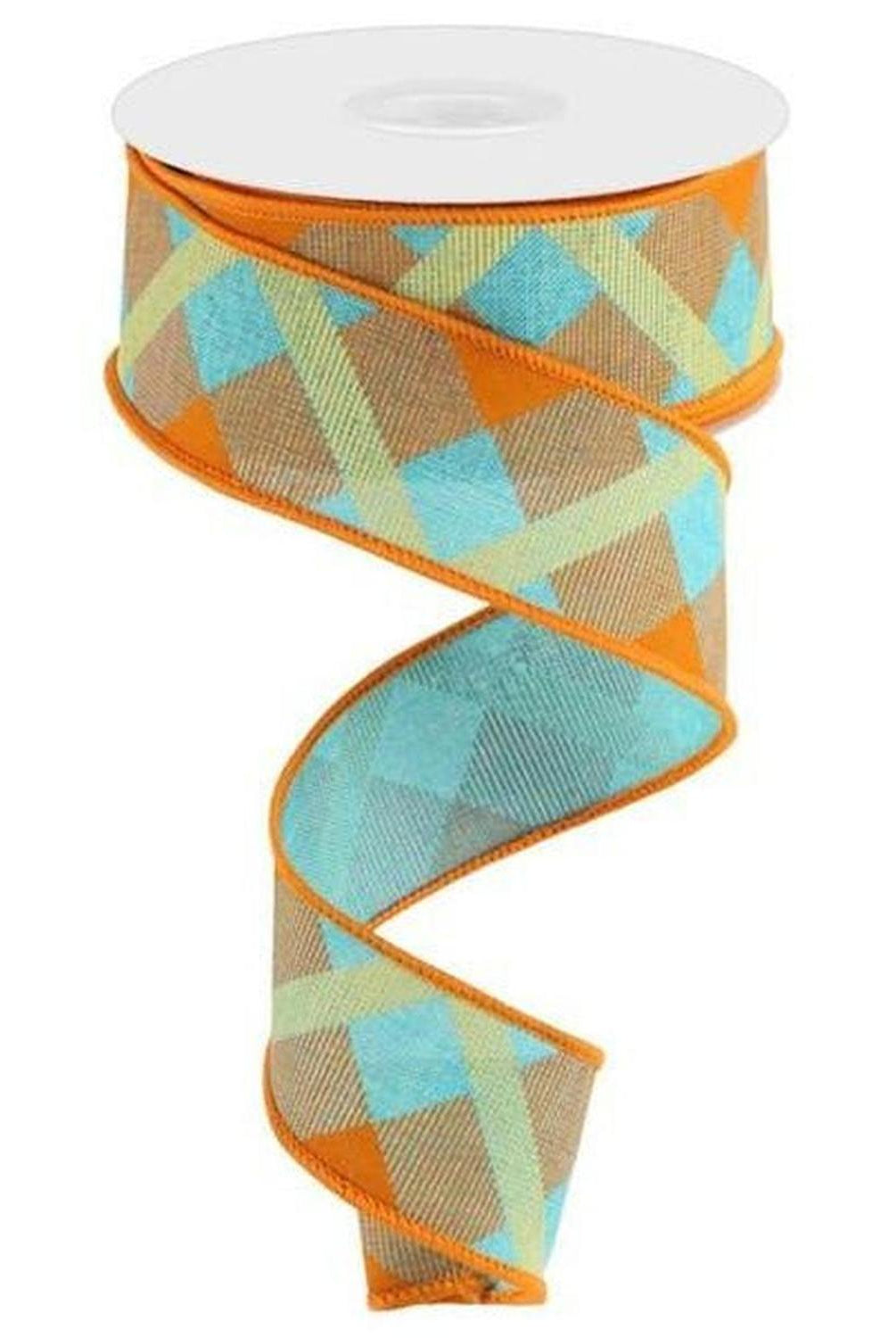 Shop For 1.5" Printed Plaid: Light Teal (10 Yards) at Michelle's aDOORable Creations