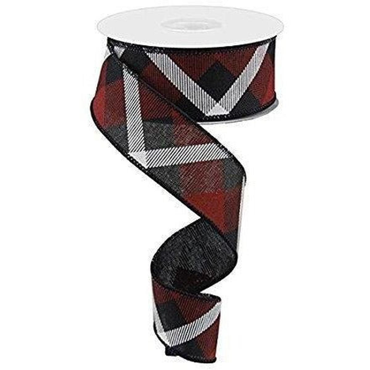 Shop For 1.5" Printed Plaid Ribbon: Black, Red, White at Michelle's aDOORable Creations