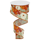 Shop For 1.5" Pumpkin Foliage Ribbon: Cream (10 Yards) at Michelle's aDOORable Creations