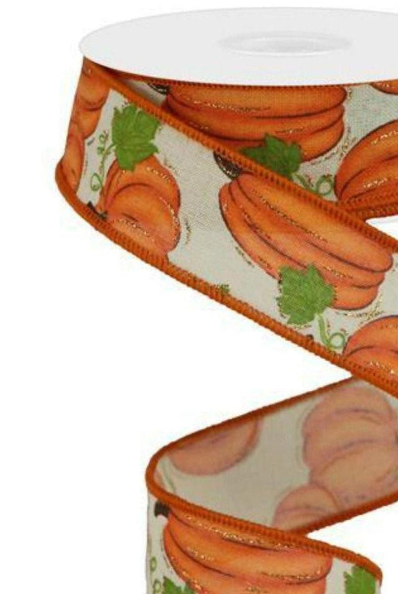 Shop For 1.5" Pumpkin Patch Ribbon: Light Beige (10 Yards) at Michelle's aDOORable Creations