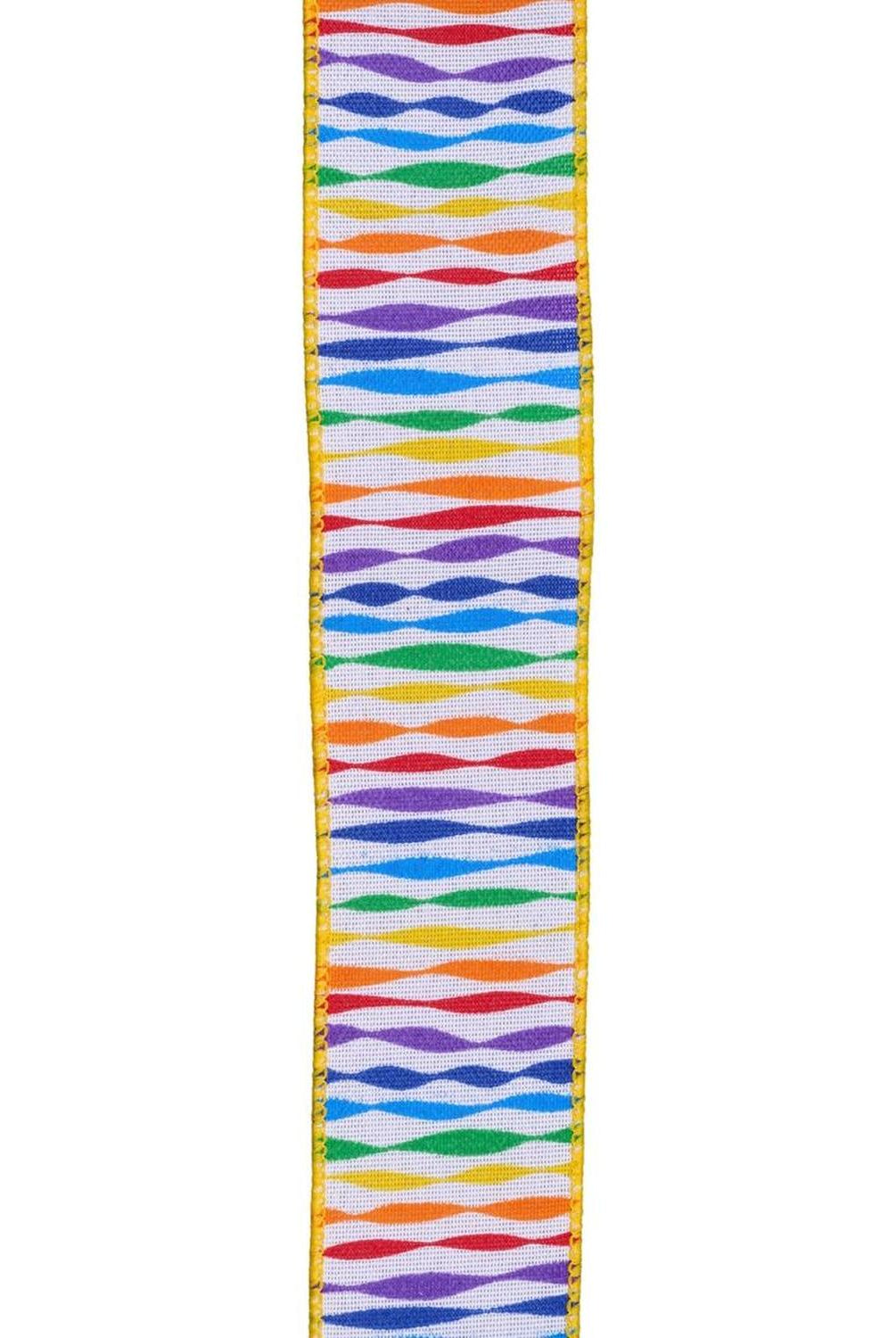Shop For 1.5" Rainbow Twisted Stripe Ribbon: White (10 Yards) at Michelle's aDOORable Creations
