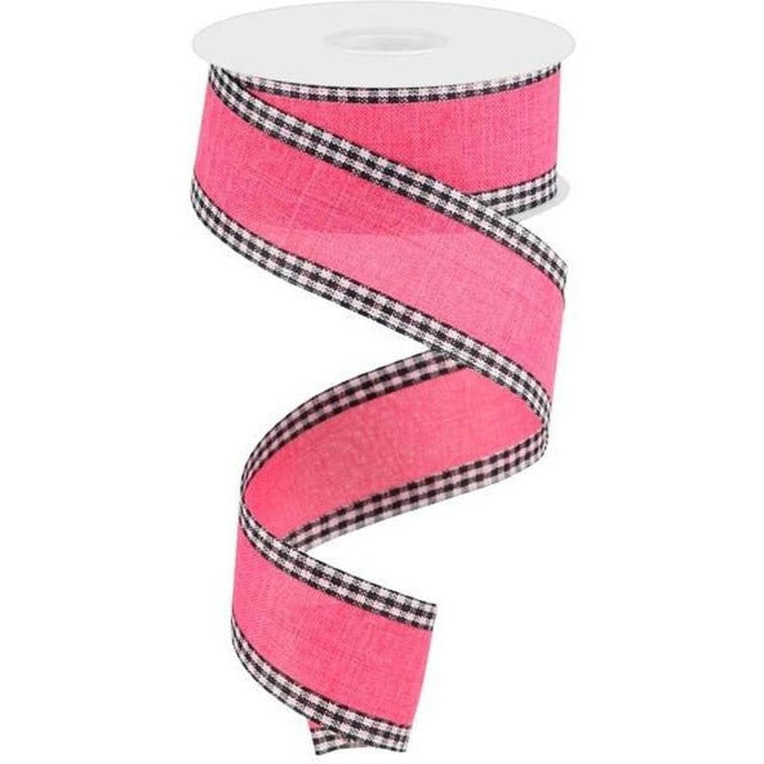 Shop For 1.5" Royal Burlap Gingham Edge Ribbon: Hot Pink (10 Yards) at Michelle's aDOORable Creations