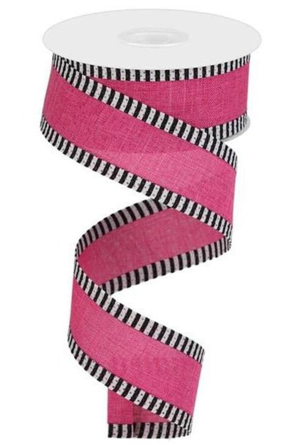 1.5" Royal Burlap Thin Stripe Ribbon: Fuchsia (10 Yards)