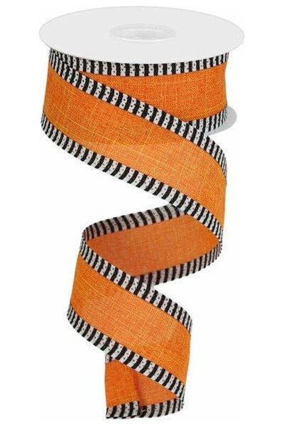 1.5" Royal Burlap Thin Stripe Ribbon: Orange (10 Yards) - Michelle's aDOORable Creations - Wired Edge Ribbon