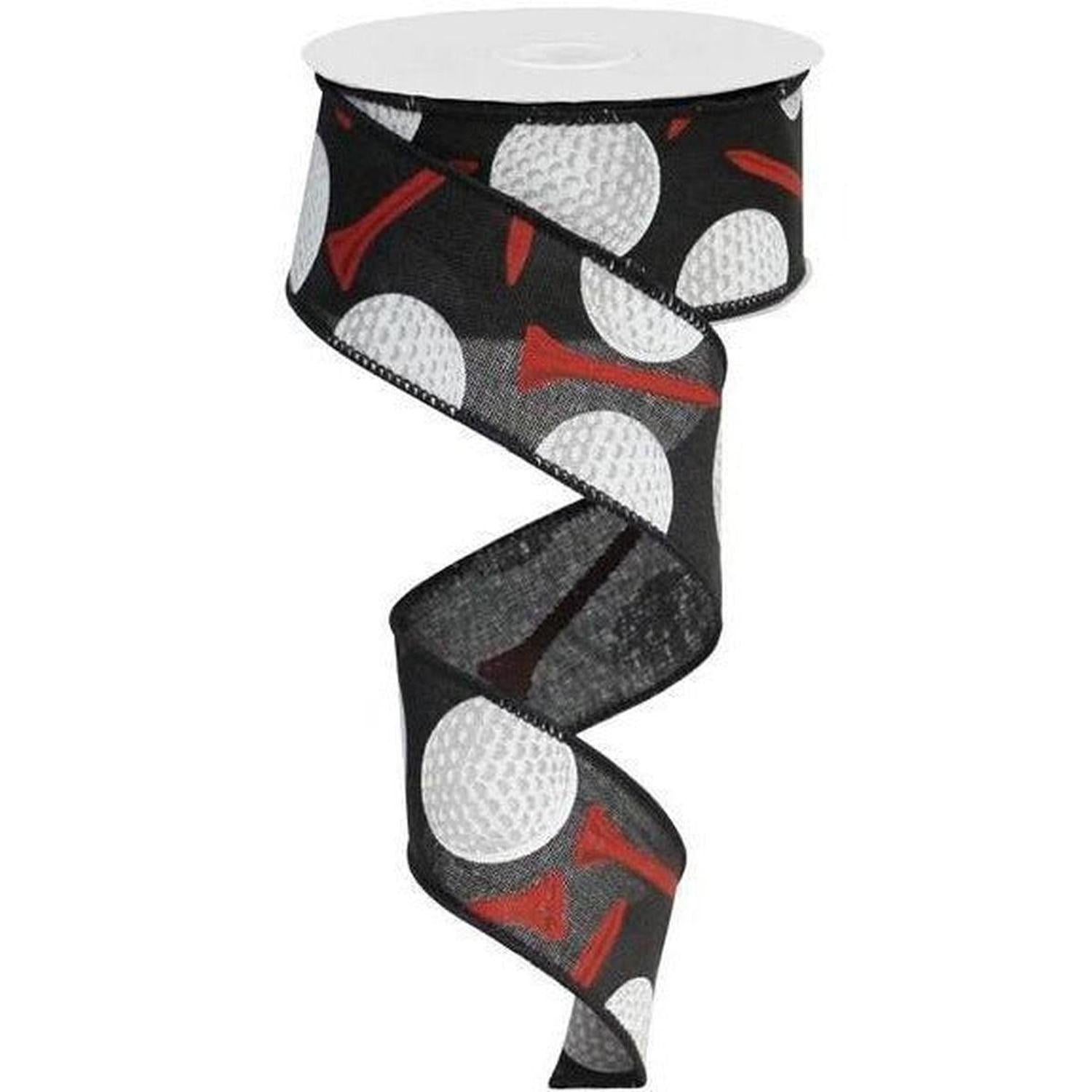 Shop For 1.5" Royal Canvas Golf Balls & Tee Ribbon: Black (10 Yards) at Michelle's aDOORable Creations
