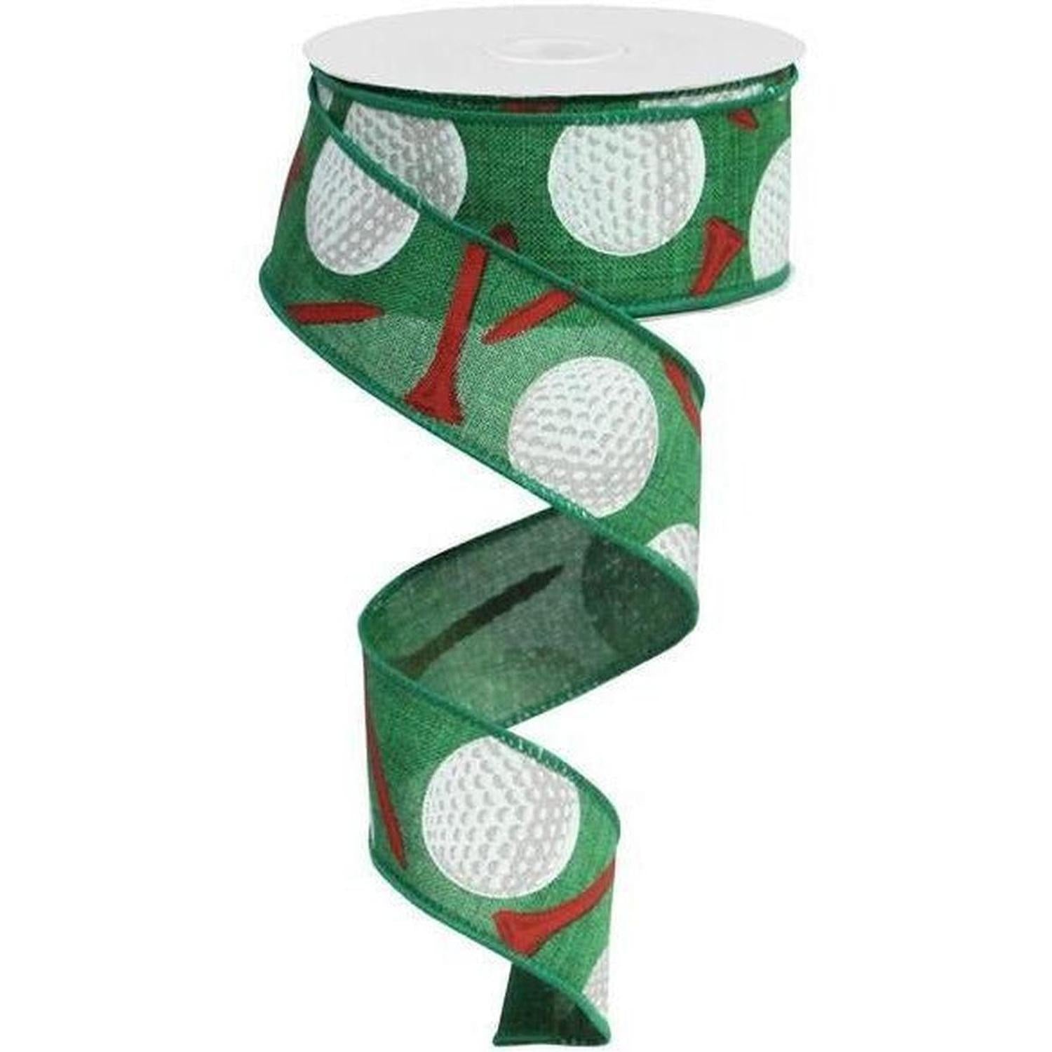 Shop For 1.5" Royal Canvas Golf Balls & Tee Ribbon: Emerald Green (10 Yards) at Michelle's aDOORable Creations