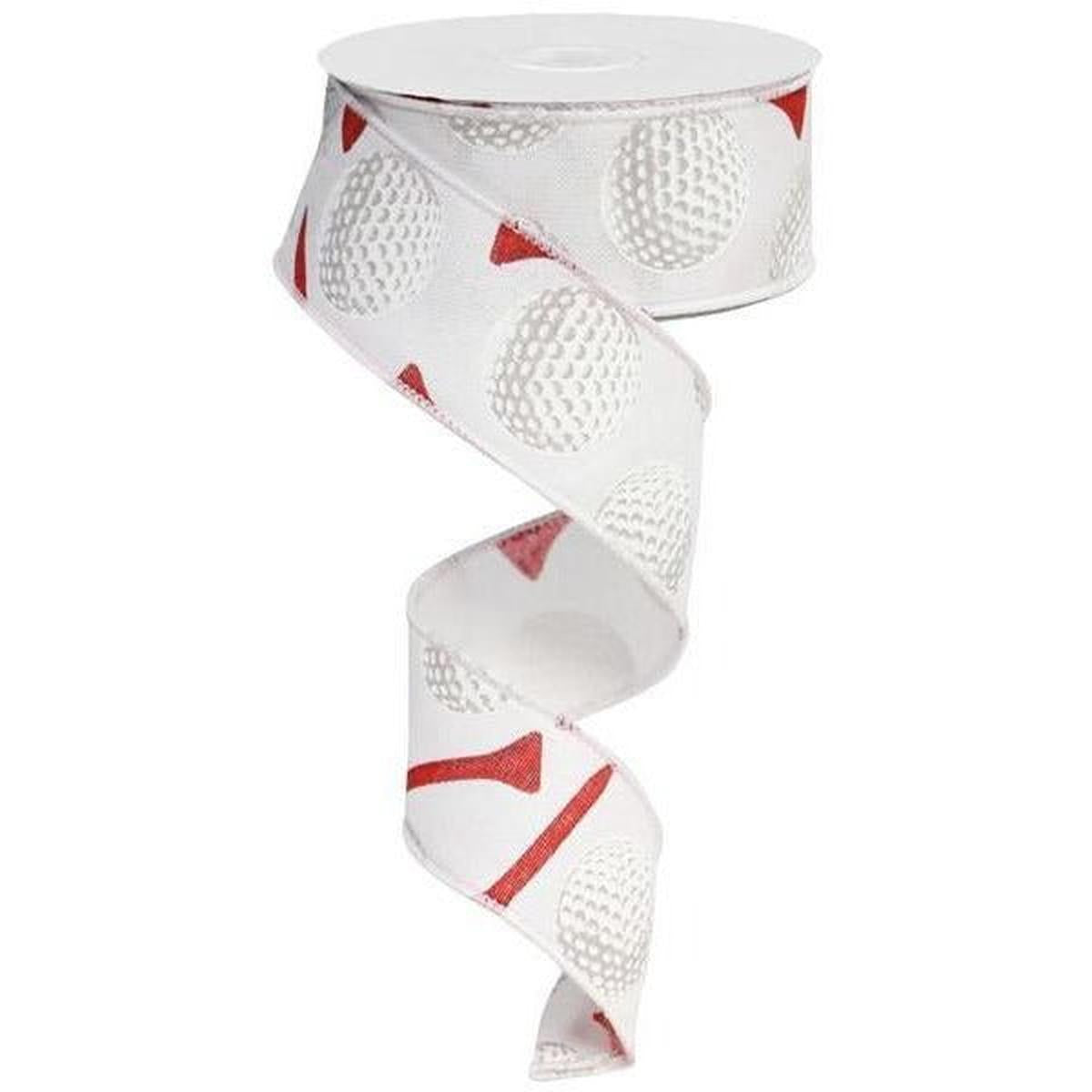 Shop For 1.5" Royal Canvas Golf Balls & Tee Ribbon: White (10 Yards) at Michelle's aDOORable Creations