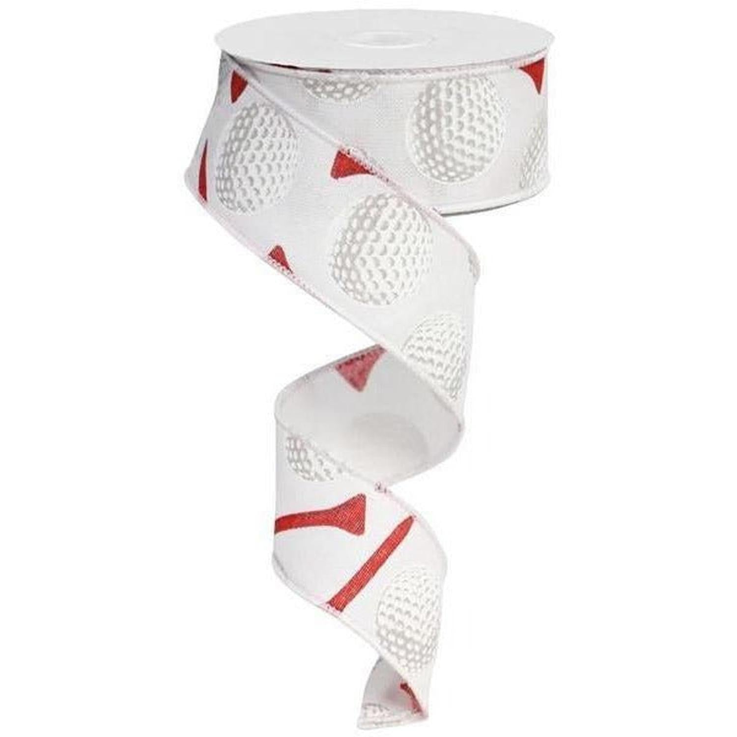 Shop For 1.5" Royal Canvas Golf Balls & Tee Ribbon: White (10 Yards) at Michelle's aDOORable Creations