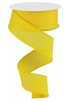 1.5" Royal Canvas Ribbon: Sun Yellow (10 Yards) - Michelle's aDOORable Creations - Wired Edge Ribbon