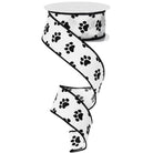Shop For 1.5" Satin Paw Print Ribbon: Black & White (10 Yards) at Michelle's aDOORable Creations