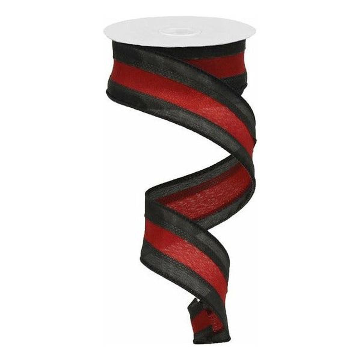 Shop For 1.5" Satin Team Stripe Ribbon: Black & Garnet (10 Yards) at Michelle's aDOORable Creations