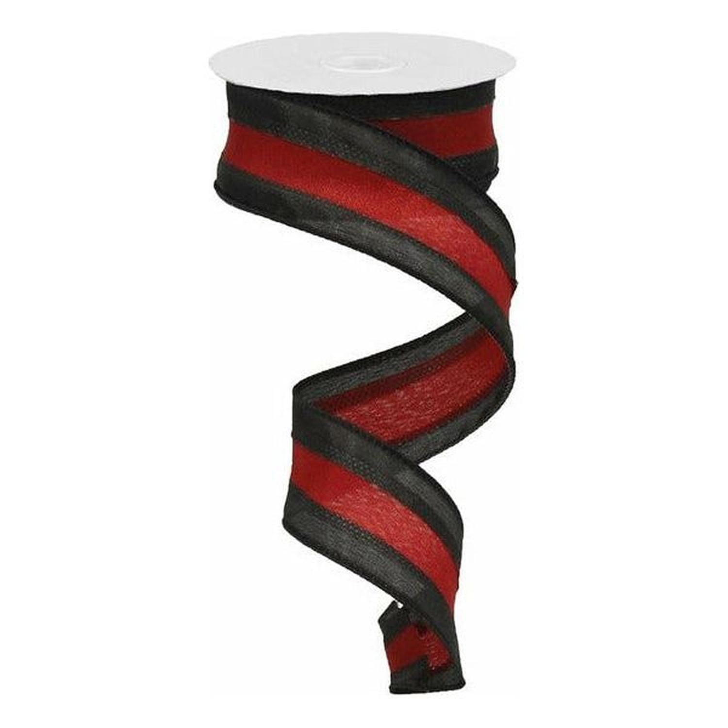 Shop For 1.5" Satin Team Stripe Ribbon: Black & Garnet (10 Yards) at Michelle's aDOORable Creations