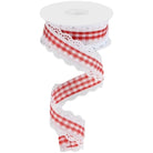 Shop For 1.5" Scalloped Edge Gingham Ribbon: Red & White (10 Yard) at Michelle's aDOORable Creations