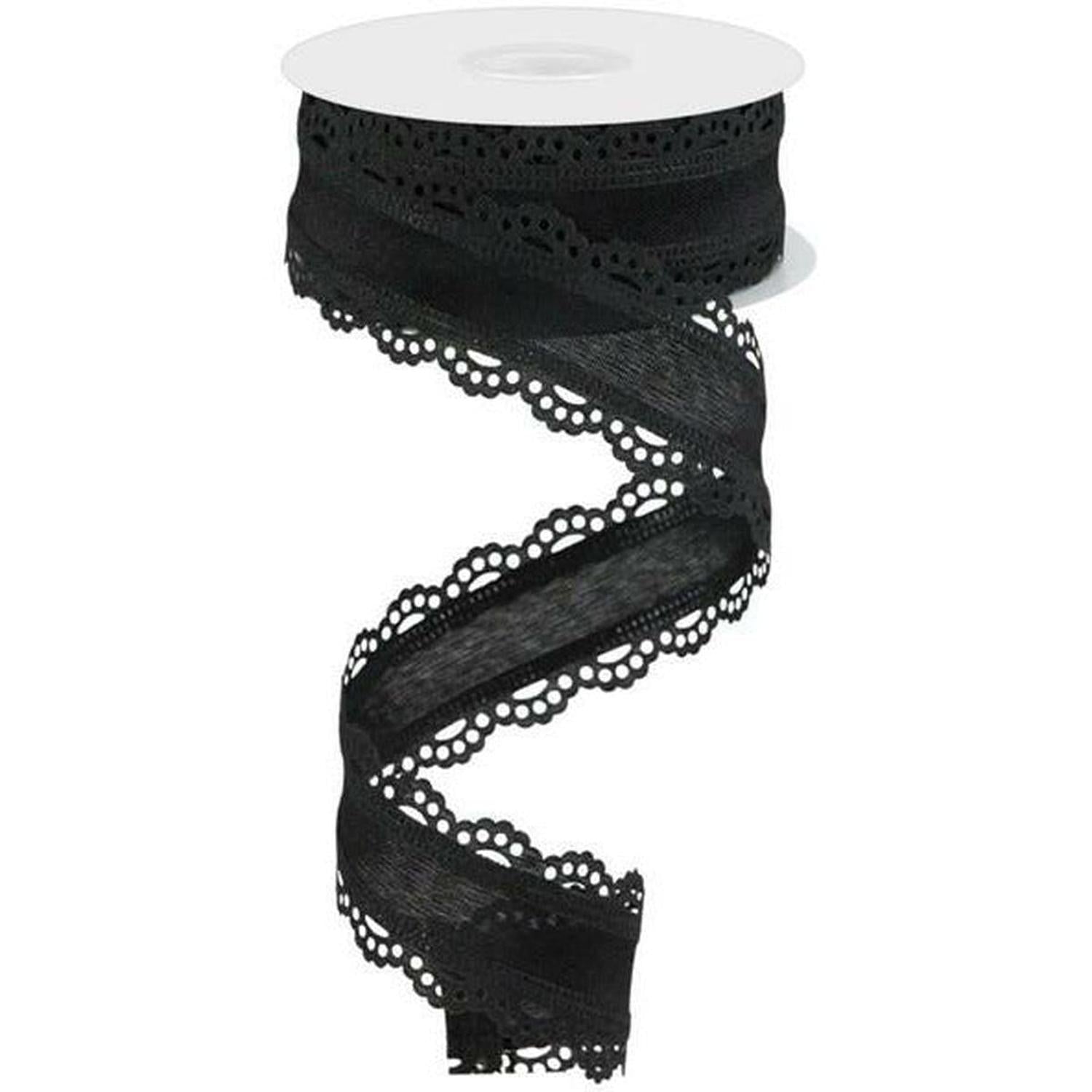 Shop For 1.5" Scalloped Edge Ribbon: Black (10 Yard) at Michelle's aDOORable Creations