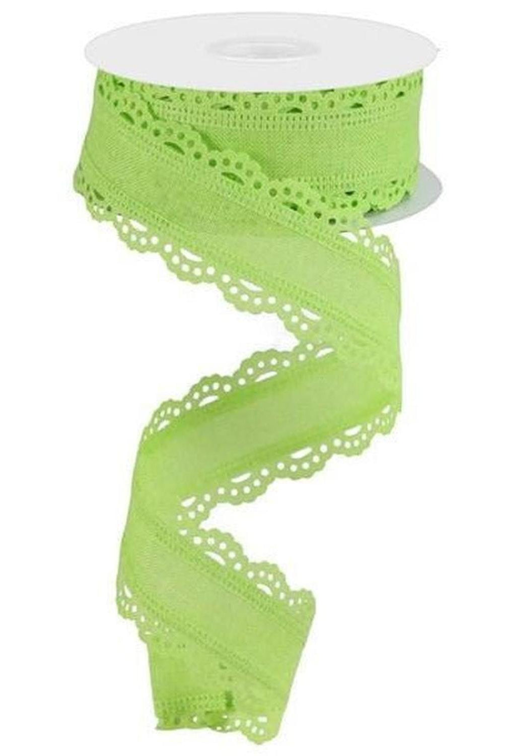 1.5" Scalloped Edge Ribbon: Bright Green (10 Yard)
